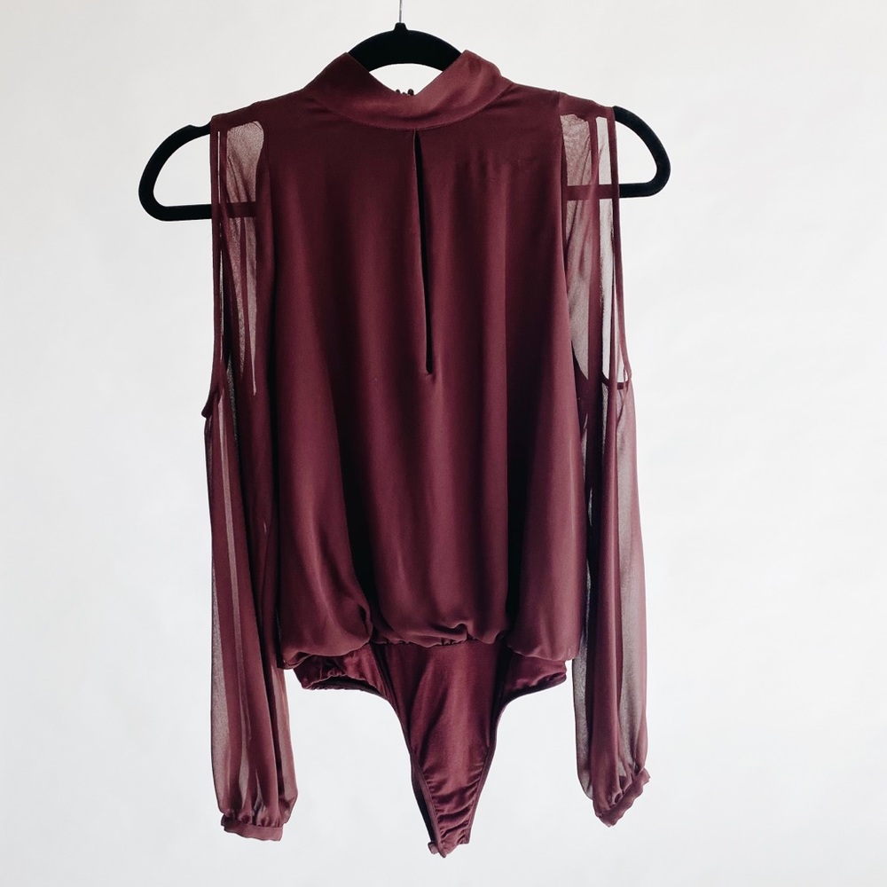 Marciano Maroon Formal Turtleneck Bodysuit